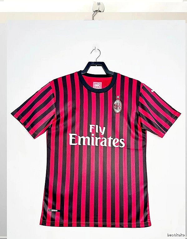 AC Milan Lightweight Retro soccer jersey Red Black Striped for Gift Ideas