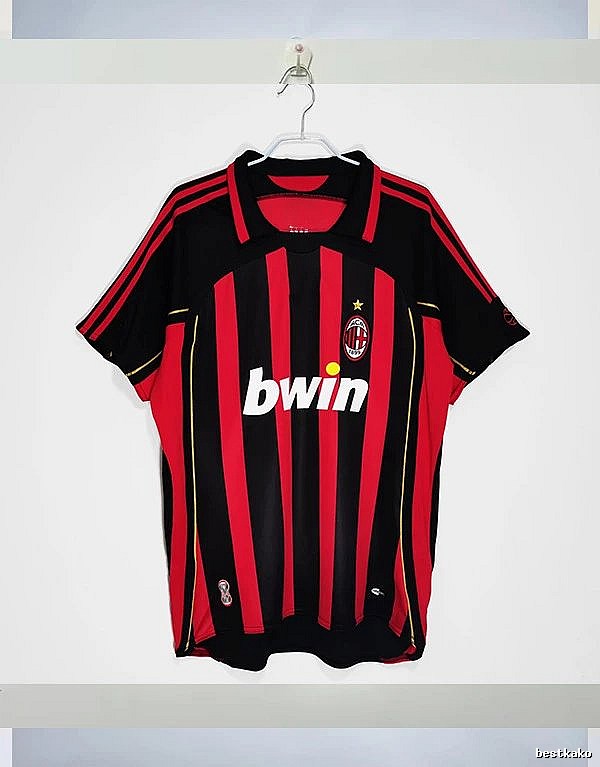 AC Milan Patterned Retro soccer jersey Red Black Striped with Polished Detail
