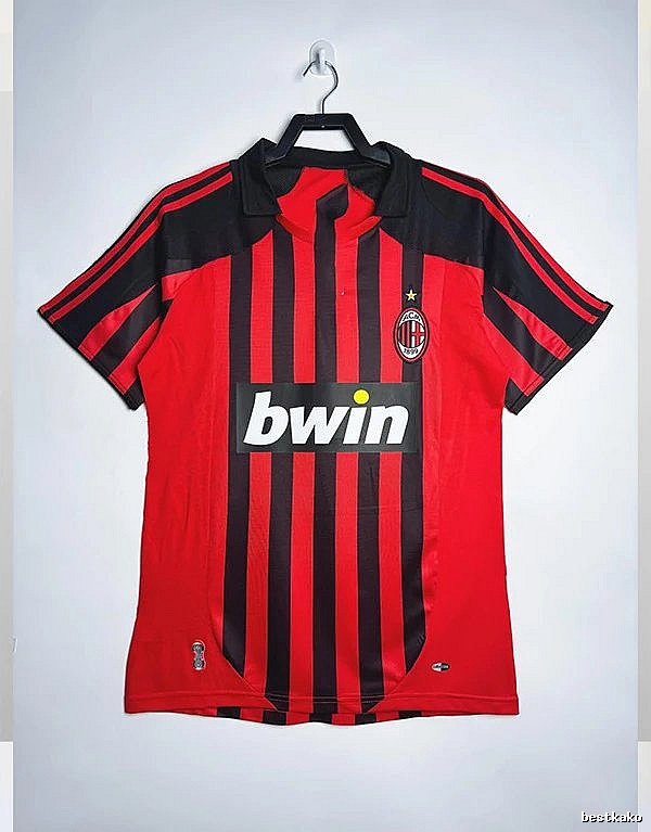 AC Milan Premium Style Retro soccer jersey Red Black Striped for Resort Outfits