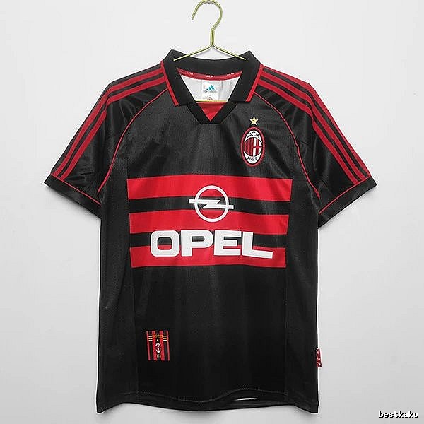 AC Milan Streetwear Retro soccer jersey Red Black Striped with Logo Accent