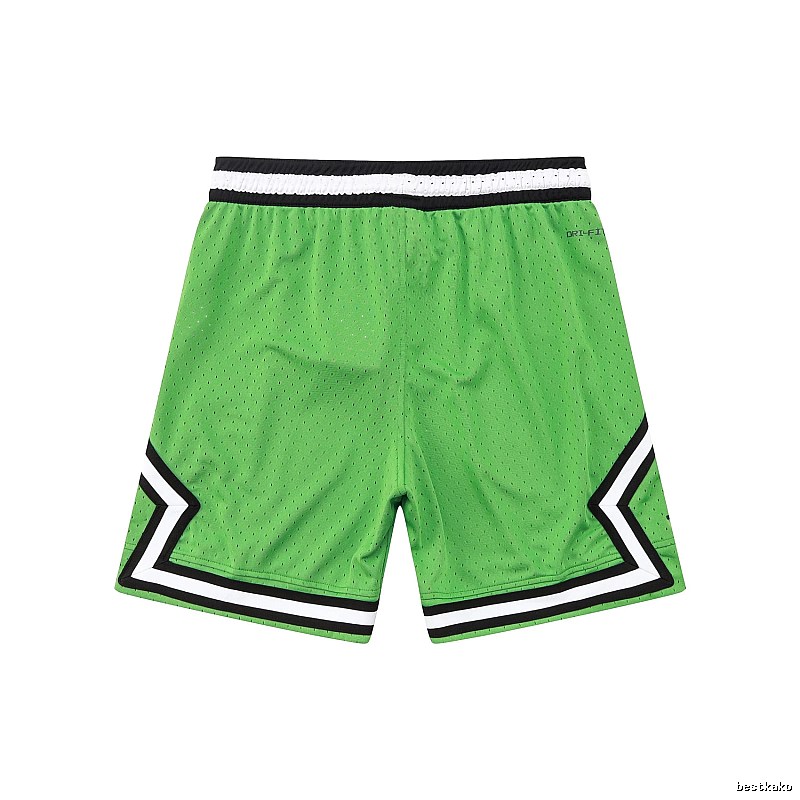 AJ basketball-style green shorts