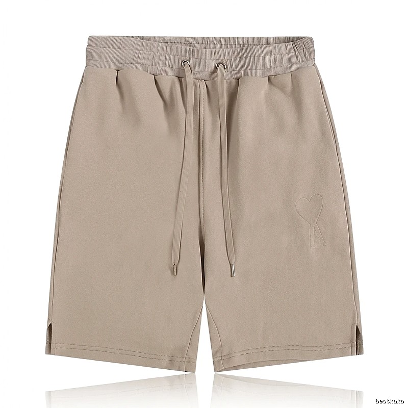 AMI Embroidered Trendy Brand Khaki Shorts