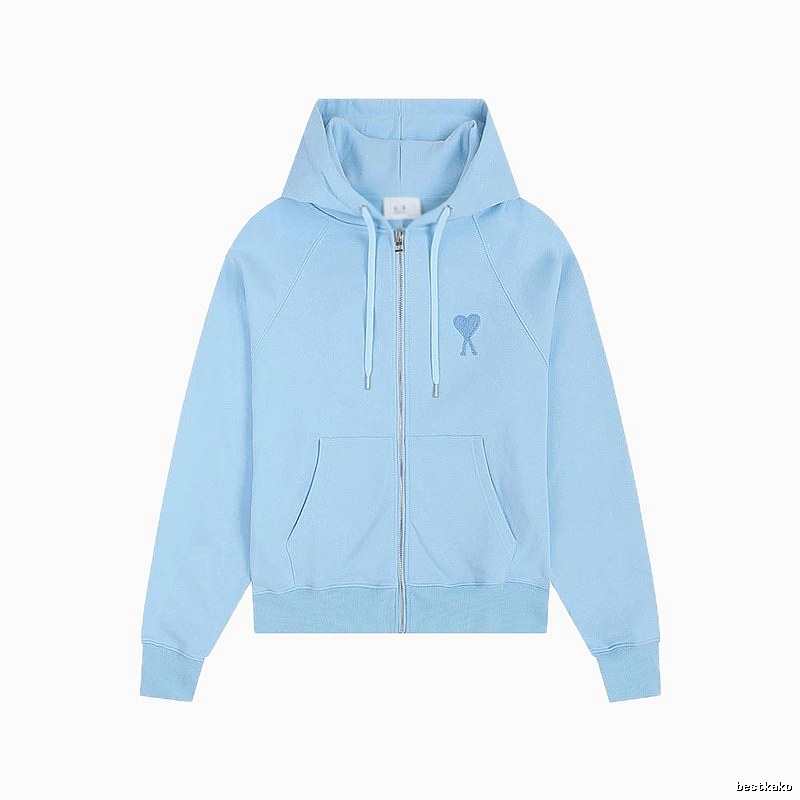 AMI Love Embroidery Light Blue Hoodie