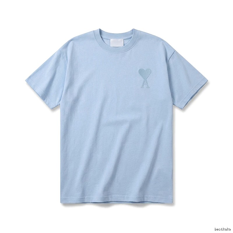 AMI Love Heart Pattern Light Blue T-shirt