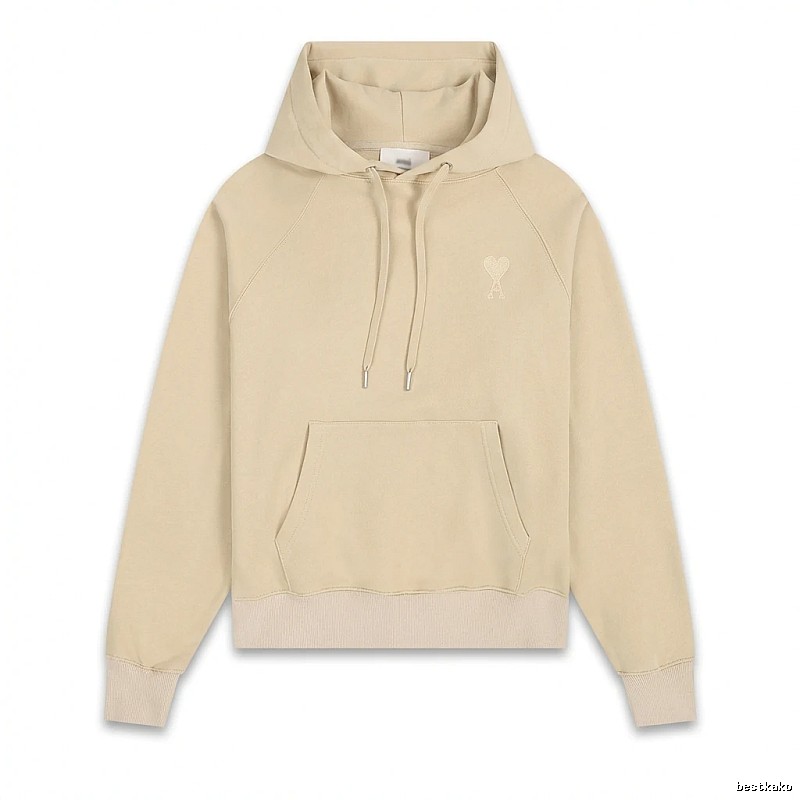 AMI Love Minimalist Style Beige Hoodie