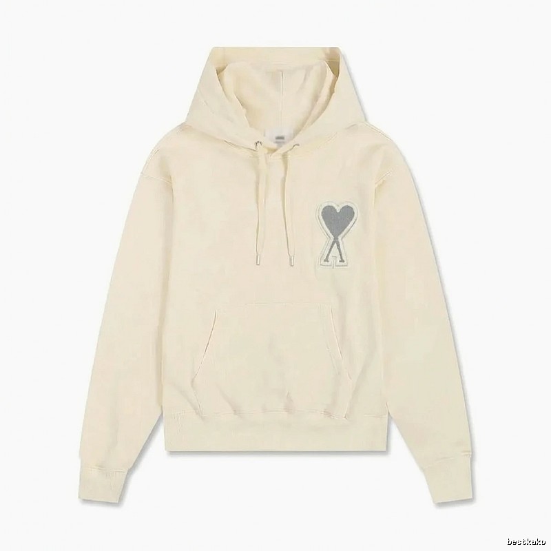 AMI Love Minimalist Style Beige Hoodie