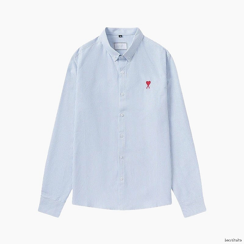 AMI striped minimalist style blue shirt