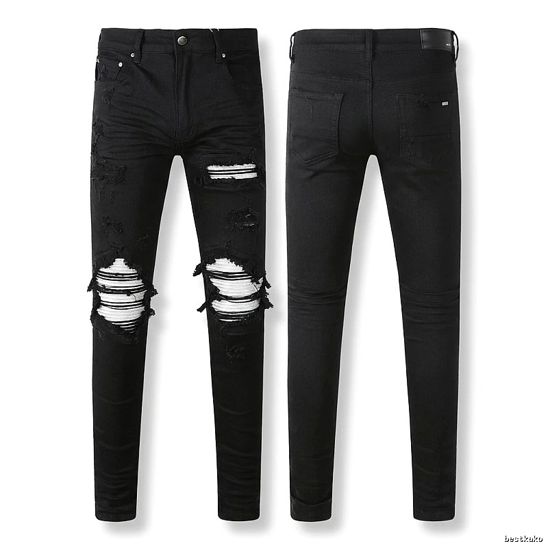 AMI trendy brand black jeans with holes