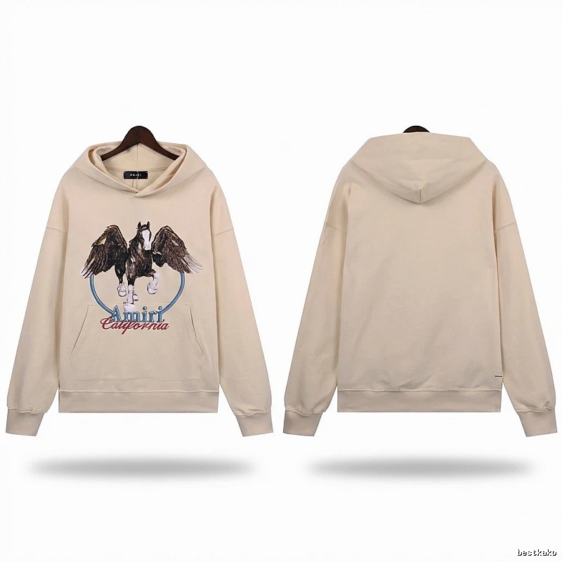 AMIRI Pegasus Series Casual Style Off-White Sweatshirt