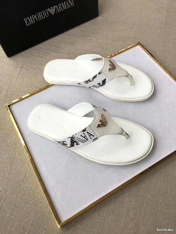 Armani Eagle Logo Casual Style White Flip-flops