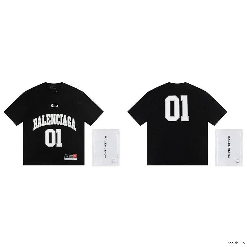 Balenciaga 01 Printed Street Style Black T-shirt