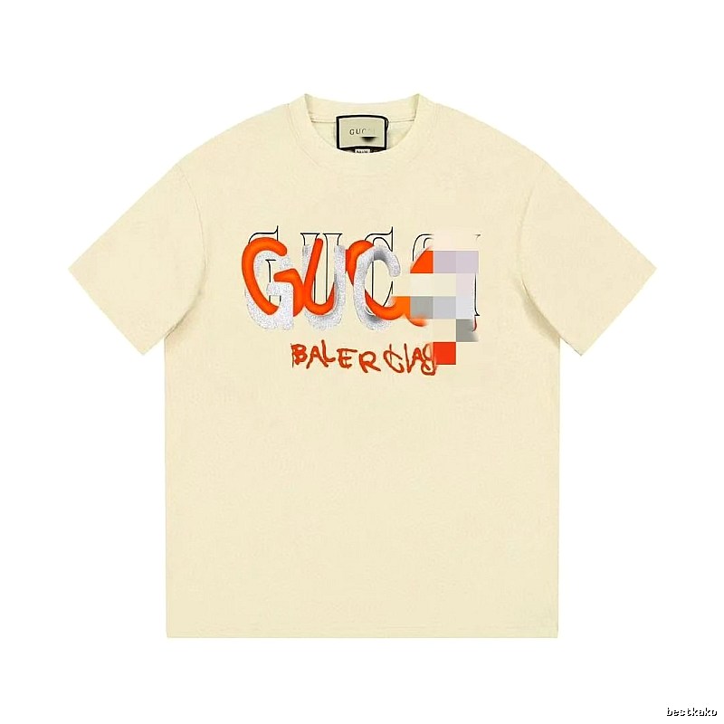 Balenciaga Co-branded Graffiti-style Beige Short-sleeve T-shirt