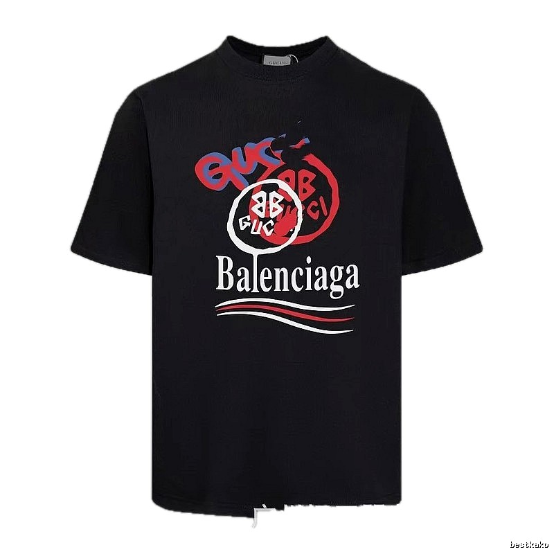 Balenciaga Co-branded Graffiti-style Black T-shirt