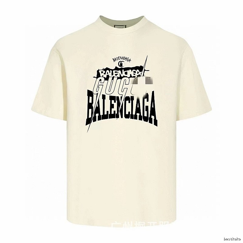 Balenciaga Co-branded Printed Street-style Off-white T-shirt