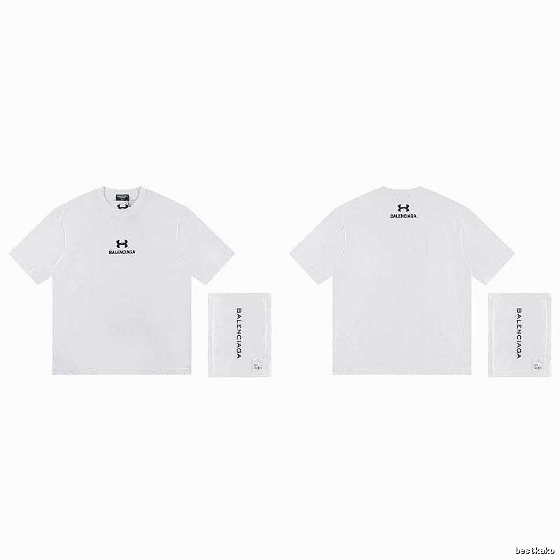 Balenciaga Co-branded Trendy Printed White T-Shirt