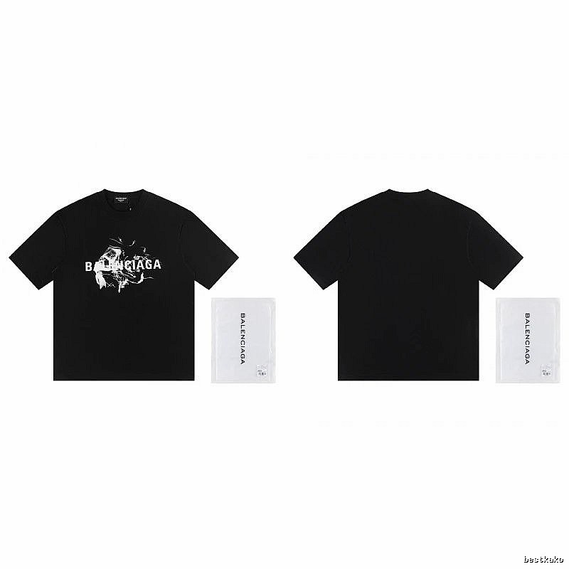 Balenciaga Distressed Print Cool Trendy Black T-Shirt