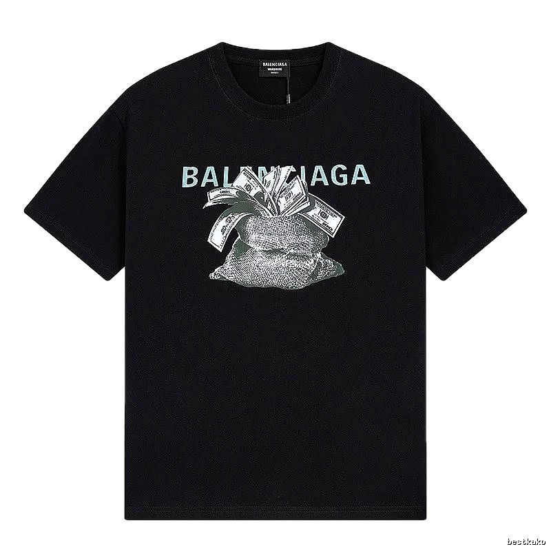Balenciaga Dollar Print Street Style Black T-Shirt