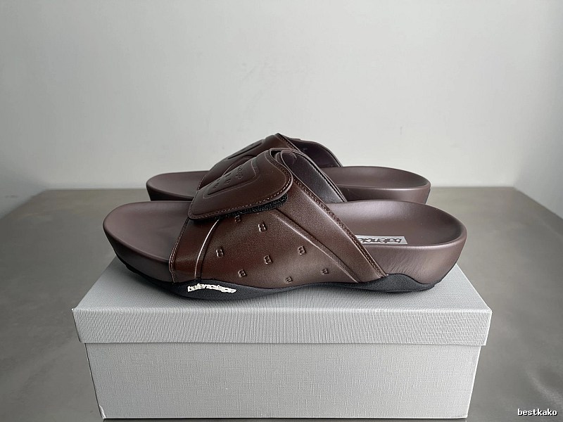 Balenciaga Embossed Street-Chic Brown Slippers