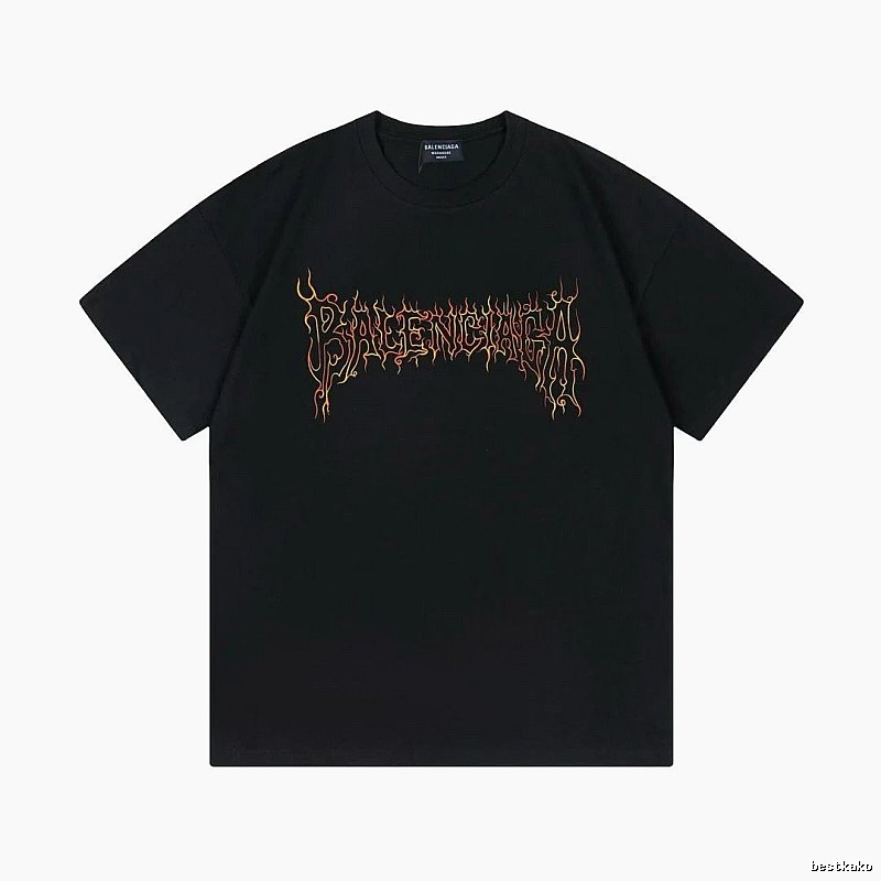 Balenciaga Flame Gothic Style Black T-shirt