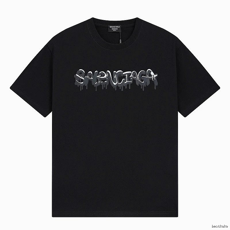 Balenciaga Graffiti Street Style Black Short Sleeve T-shirt