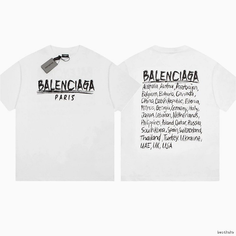 Balenciaga Graffiti Street Style White Short Sleeve T-Shirt