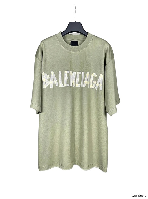 Balenciaga letter-style olive green T-shirt
