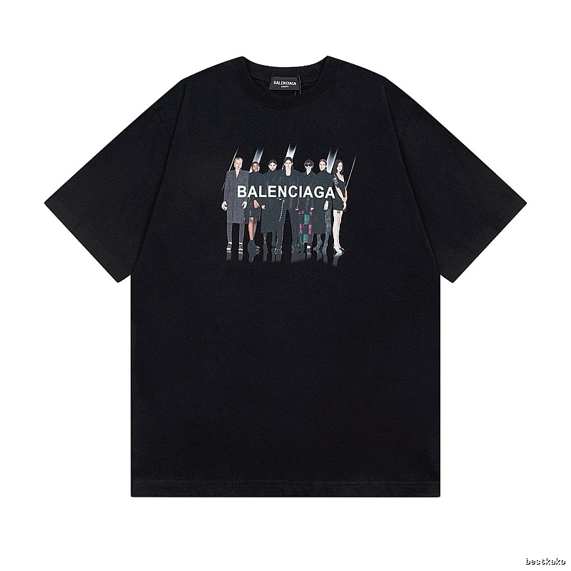Balenciaga Portrait Print Trendy Black T-Shirt