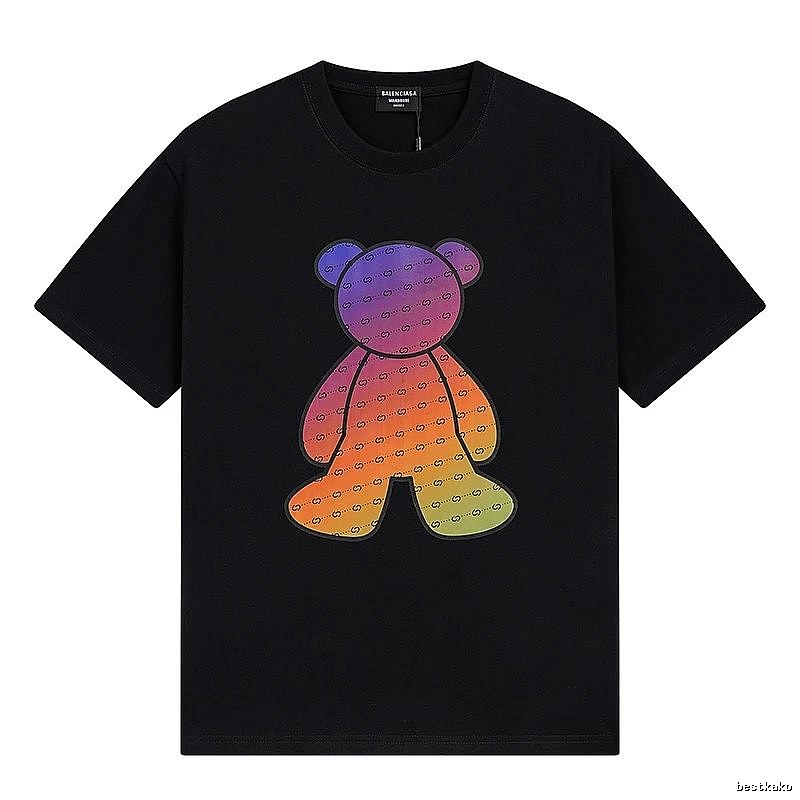 Balenciaga Rainbow Bear Short-sleeve Shirt