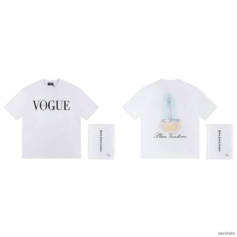 Balenciaga VOGUE Printed Trendy White T-Shirt