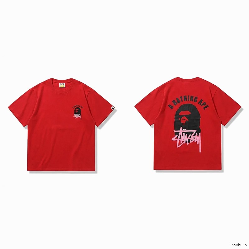 Bape Ape Head Co-branded Red T-shirt