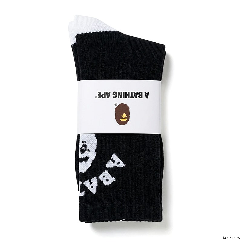 Bape Ape Head Trendy Socks (Black Style)