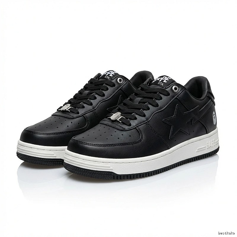 Bape black and white trendy sneakers.