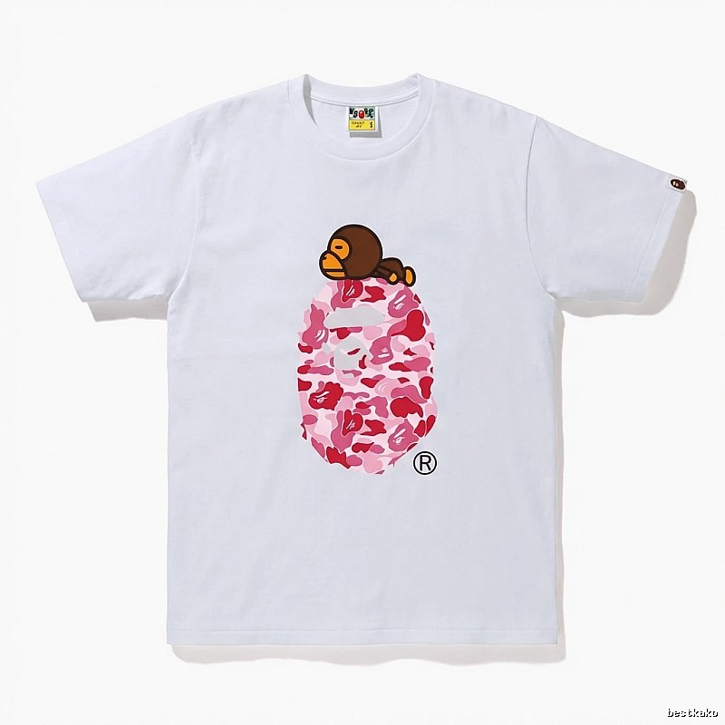 Bape camouflage cartoon-style white T-shirt