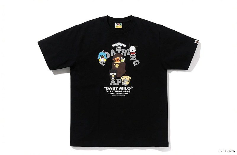 Bape cartoon print trendy brand black T-shirt