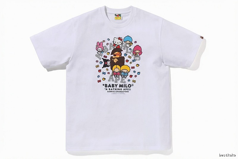 Bape cartoon - printed white T - shirt