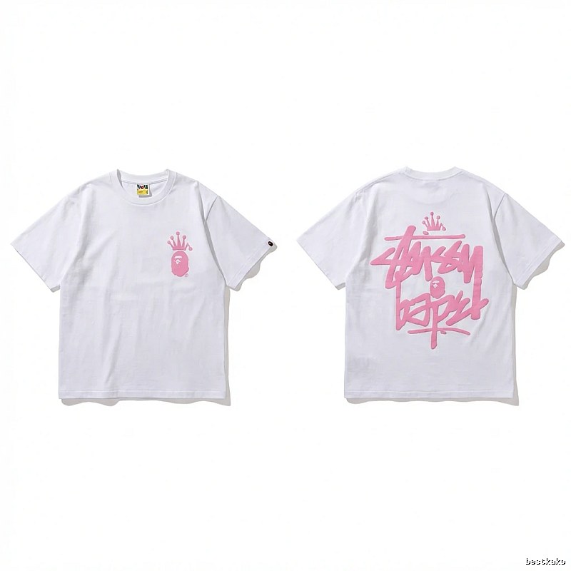 Bape Crown Graffiti Style White T-shirt
