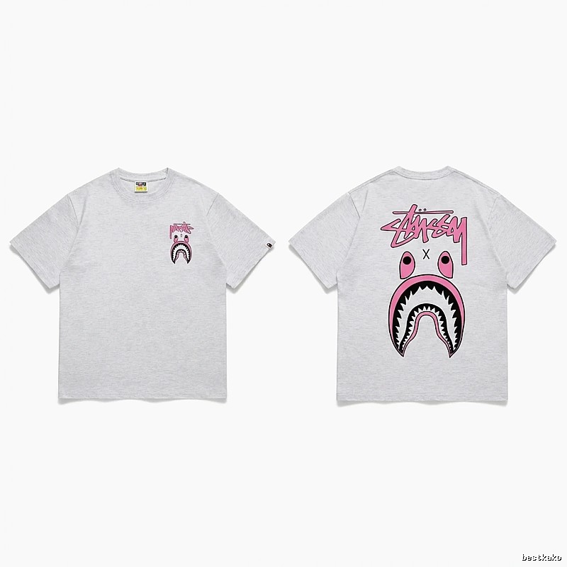 Bape Shark Co-branded Light Grey T-shirt