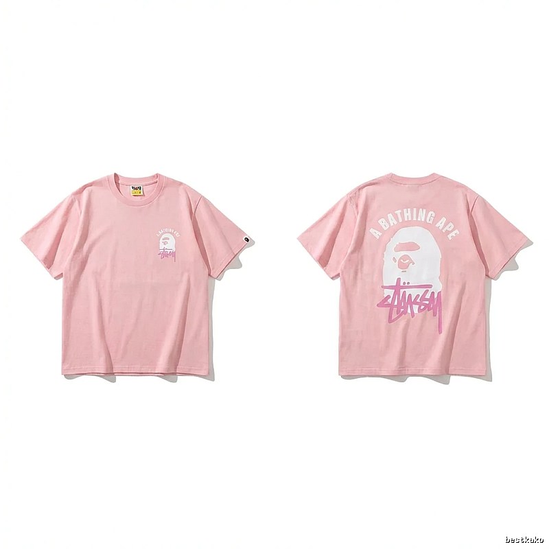 Bape trendy brand pink T-shirt