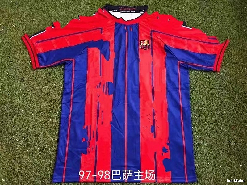 Barcelona Monogram Retro soccer jersey Blue Red Barcelona for Casual Outfits