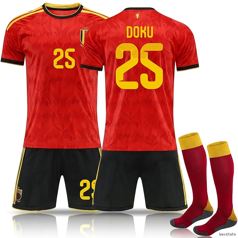 Belgian DOKU series red football uniforms