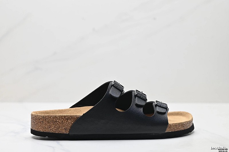 BIRKENSTOCK Casual Three-Buckle Black Slides