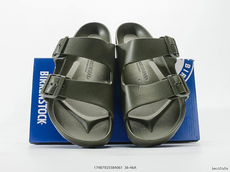 BIRKENSTOCK Double-Strap Casual Military Green Slide Sandals