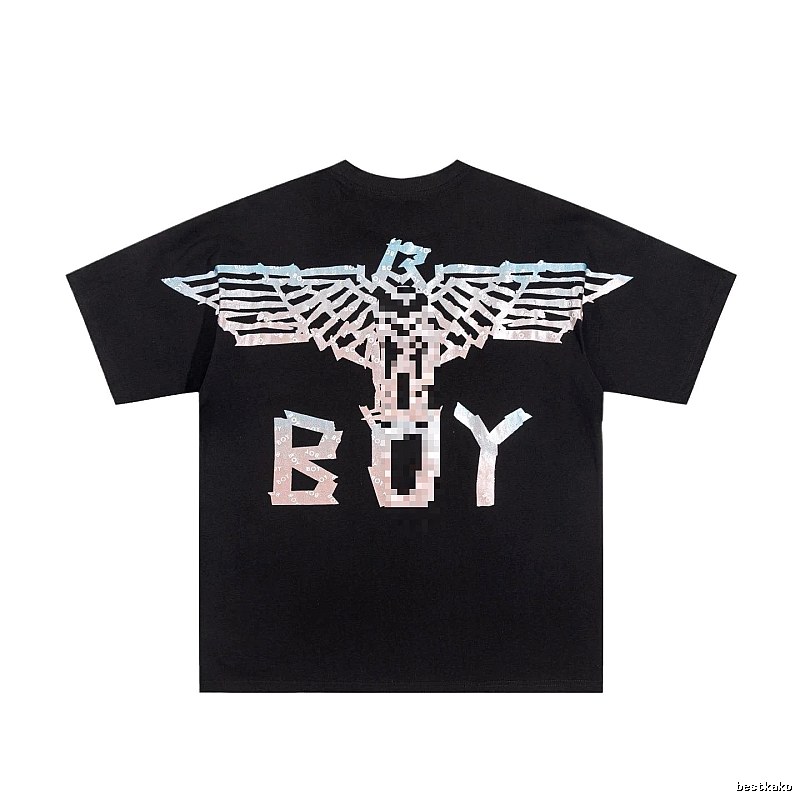 BOY Eagle Print Street Style Black Short Sleeve T-shirt