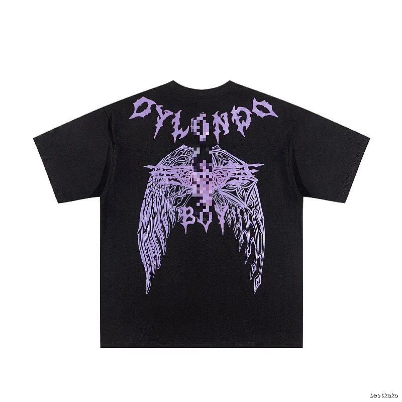BOY Gothic Wing Print Black Short-sleeve T-shirt