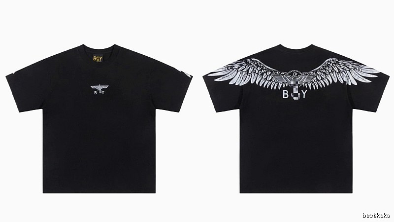 BOY Wing Print Street Style Black Short-sleeve T-shirt