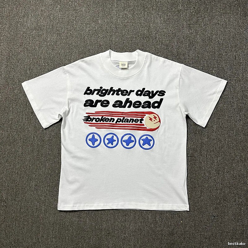 Broken Planet Resort Graphic T-shirt White Cotton Bold for Travel Looks