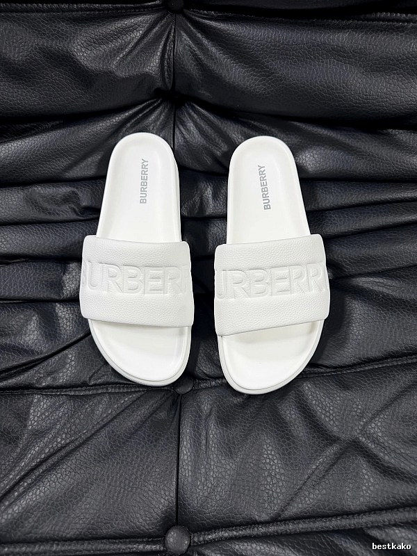 Burberry Embossed Minimalist Style White Slides