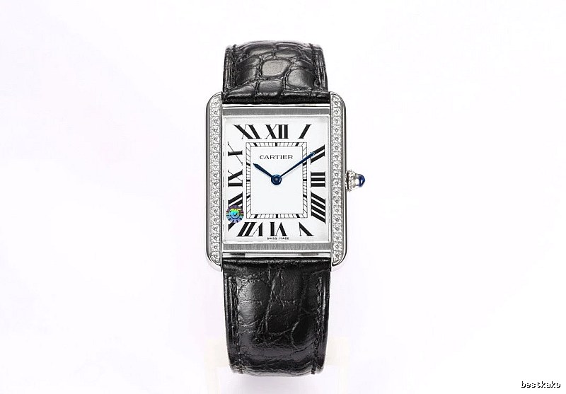 Cartier Tank-Style Dress Watch Travel Edit in Silver And Black
