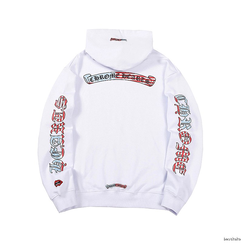Chrome Hearts 2088-78 White Cross Graphic Hoodie Logo Detail
