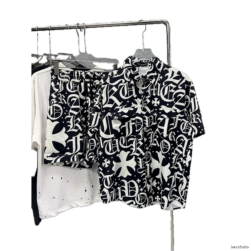 Chrome Hearts All-over Printed Gothic Style Black and White Set